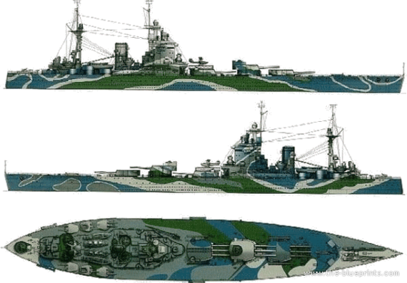 HMS Rodney [Battleship] (1943) - drawings, dimensions, pictures